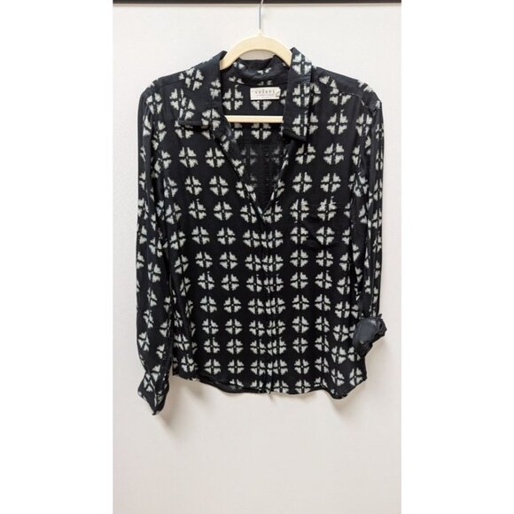 velvet by Graham & Spencer Black/White Printed Button-Down Shirt - Picture 1 of 2